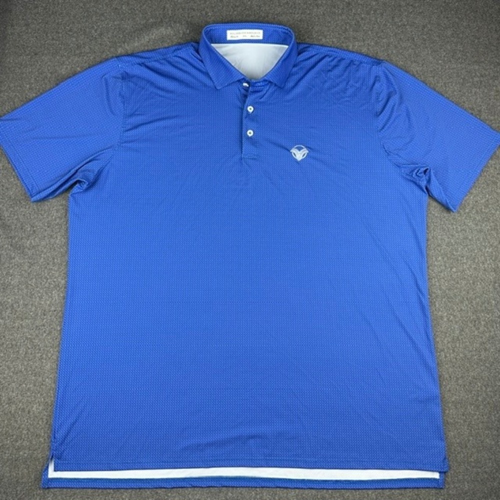 Holderness & Bourne Mens XXL Blue Geometric Tailored Fit Golf Polo Shirt